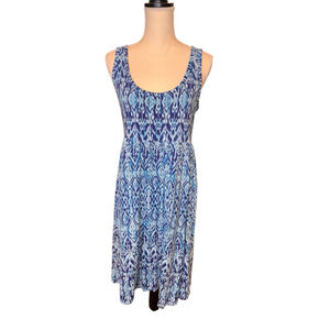 Women's Carole Little Blue White Ikat Sleeveless Mini Dress Size L